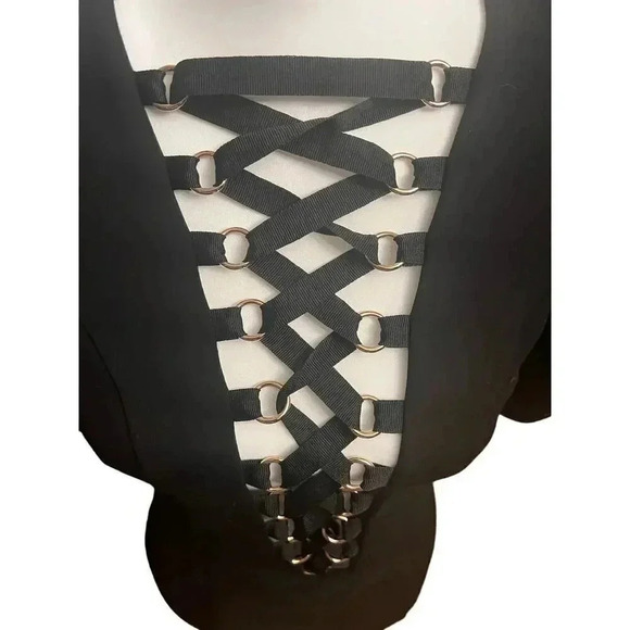 NUDE apparel black dress bodycon with corseted front medium - Picture 8 of 9